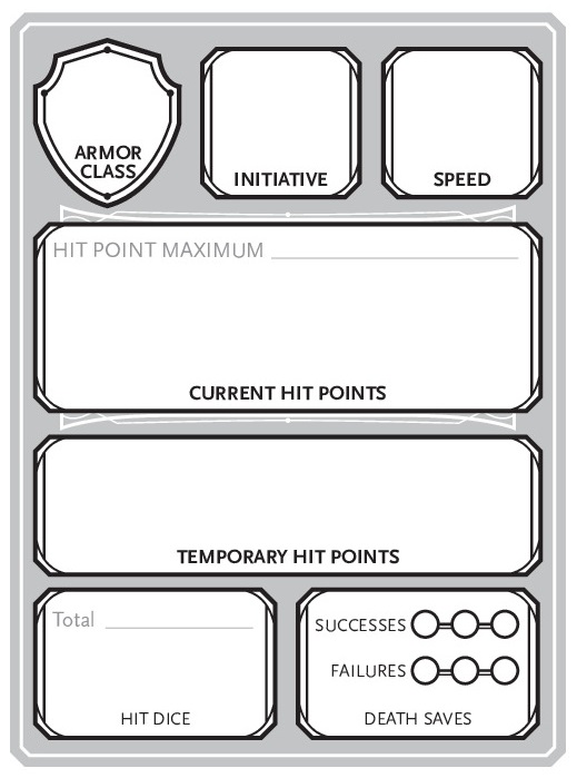 middle section of Character Sheet